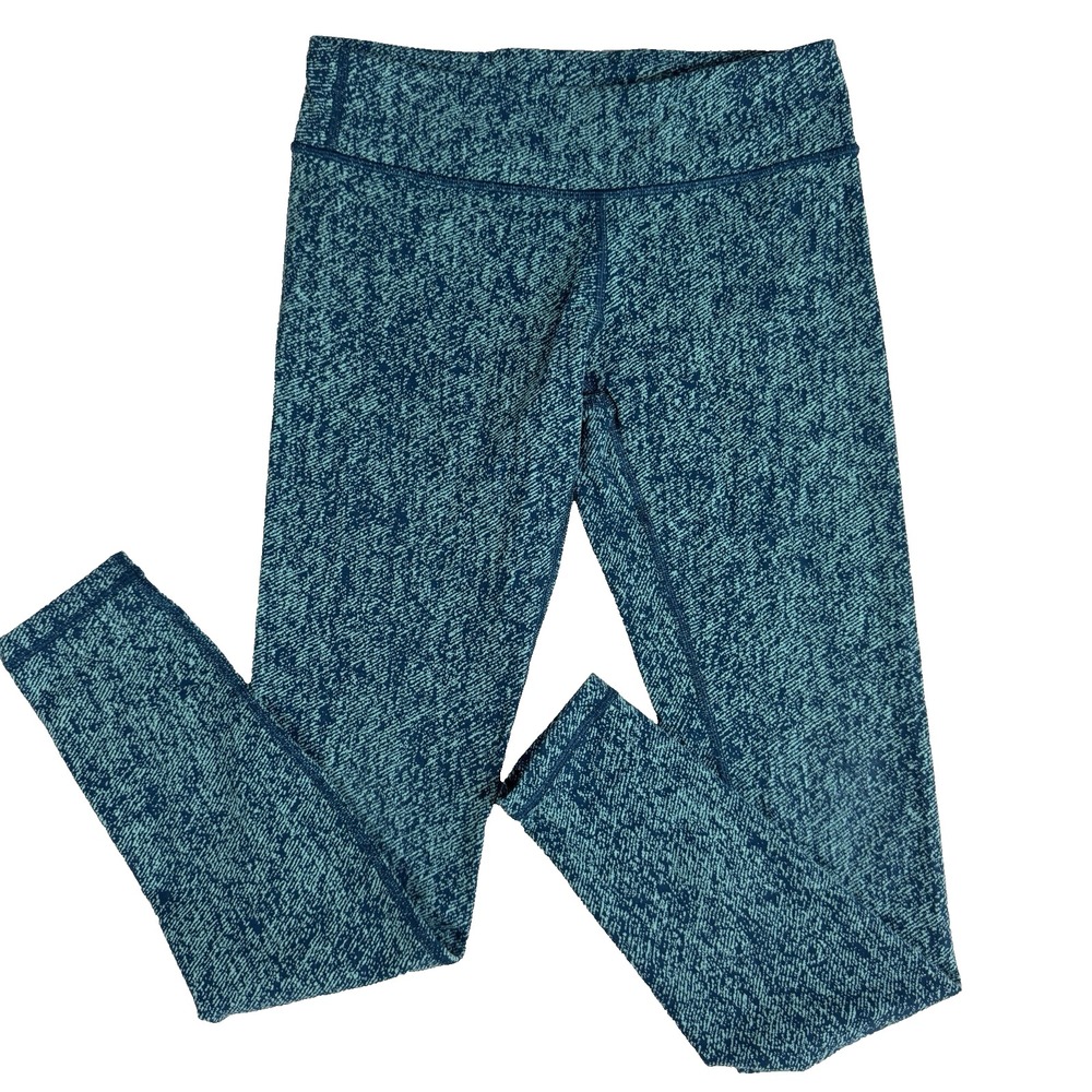 Ivivva by Lululemon Leggings Girls 14 Marbled Teal Blue Athleisure Yoga Running